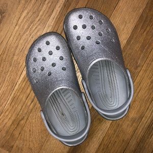 silver glitter classic crocs